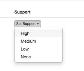 Setting support for an item